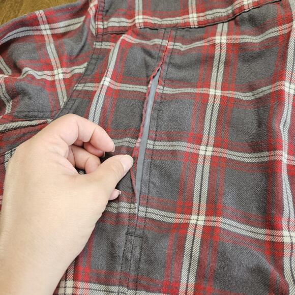Duluth Trading Flannel Shirt Women XXL 2XL Button Up Long Sleeve Red Grey Plaid - Picture 5 of 5
